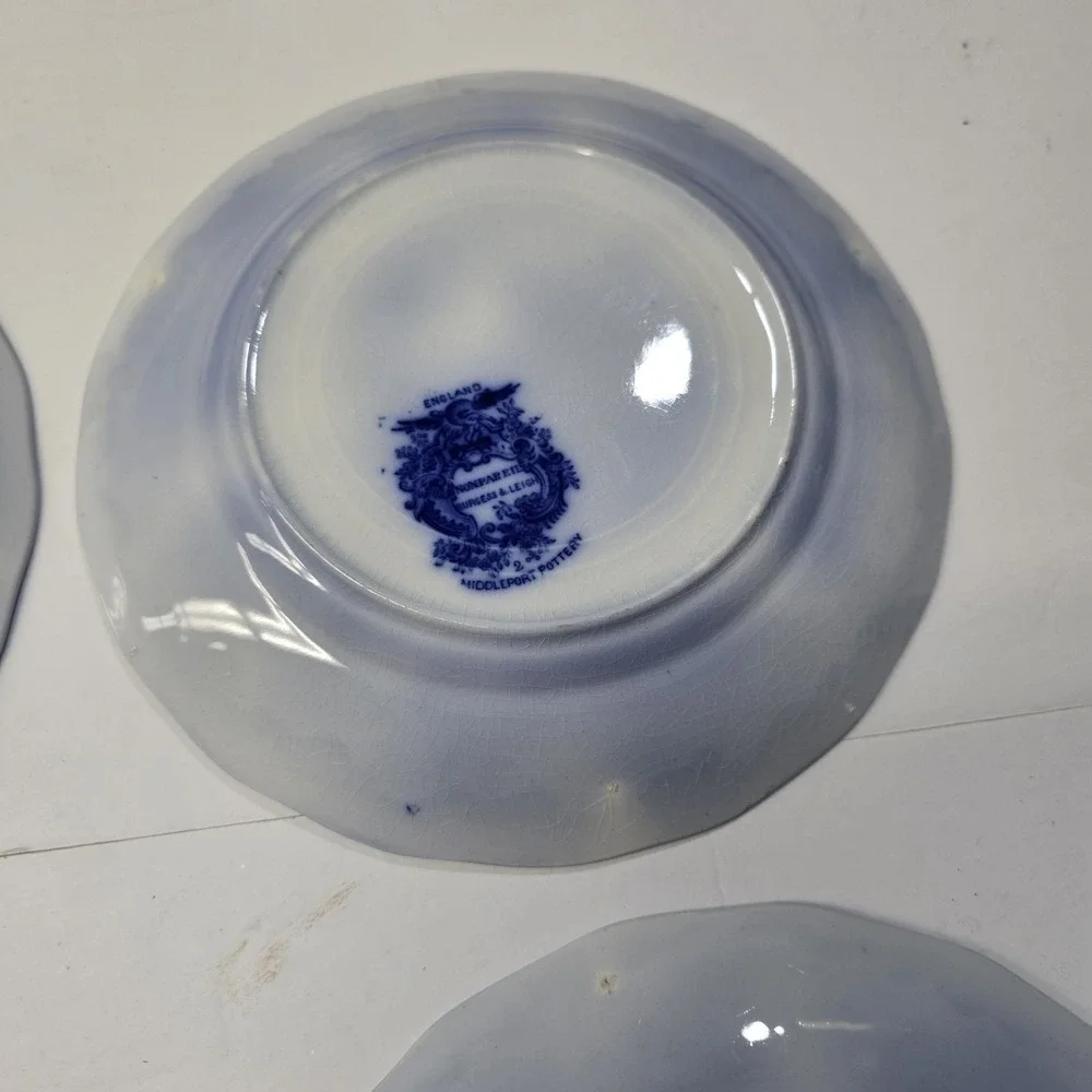 Antique Set 5 Flow Blue Nonpareil 8 5/8